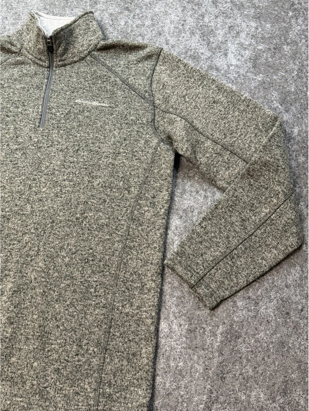 Eddie Bauer Men’s Large Quarter Zip Sweater Fleece Pullover Gray Heather Outdoor